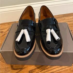 Franco Sarto Black Patent Leather Loafers - NEW UNUSED